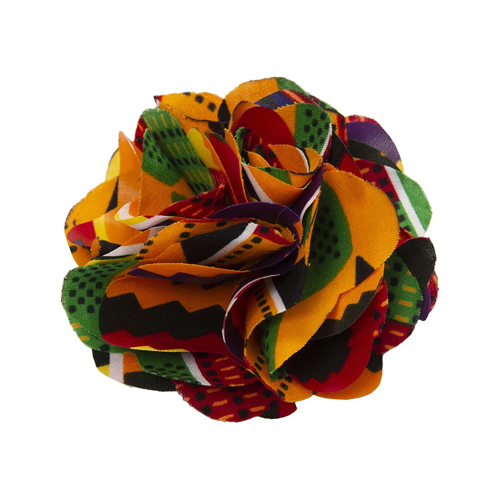 Handmade Ankara Brooches Multilayer Rose Flower Fabric Brooch Pins Party Clothing Jewelry Ethnic Accessories Decoration WYB744