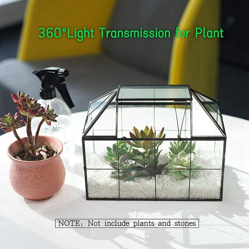 Glass Glass Terrarium Handmade House Shape Geometric Glass Container With Swing Lid Indoor Planter For Succulents