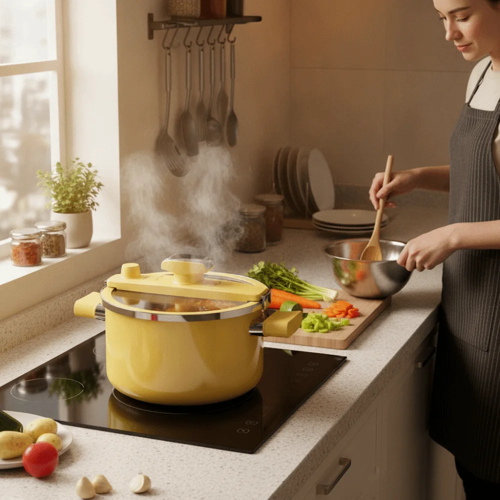 Enamel Coating Enamel Soup Pot Non-Stick Stainless Steel Micro Pressure Stew Pot 5.5 Liters Universal Design