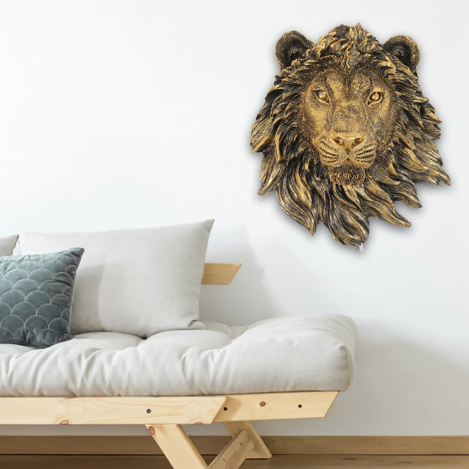 

Fake Lion Head Wall Ornament Large Sculptures Home Decor Bedroom Door Decor Animal Head Wall Art African Statues Figurines