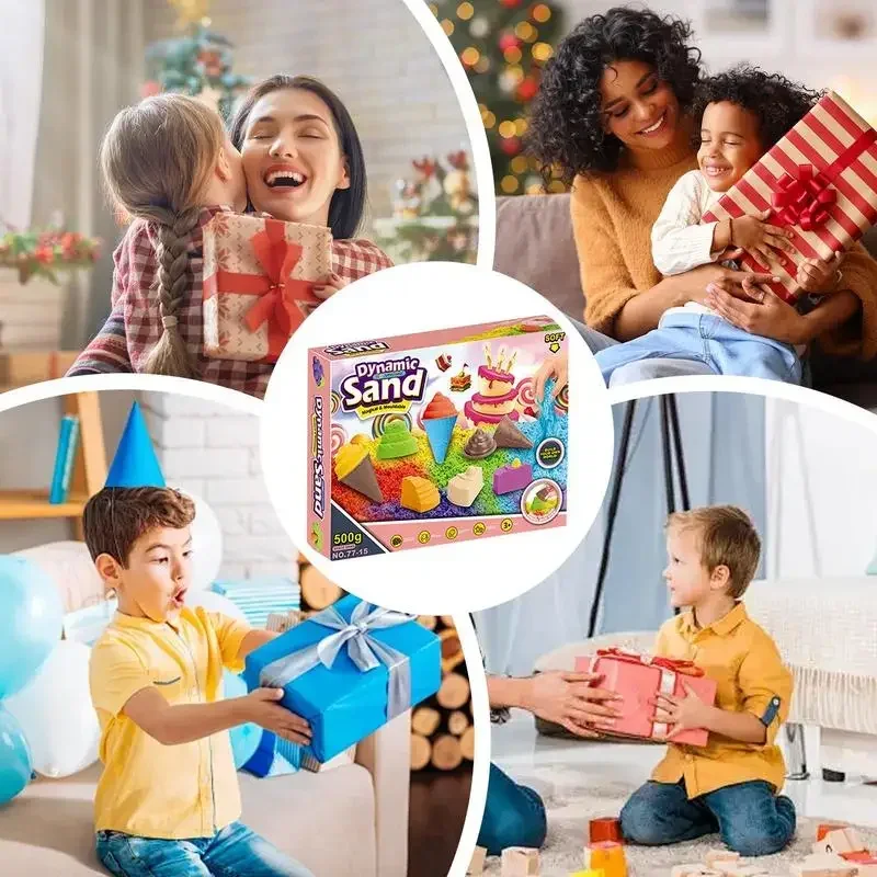 Dynamic Space Sand Toy Set for Kids - Complete Magic Sandbox with Cute Fruit & Ice Cream Molds
