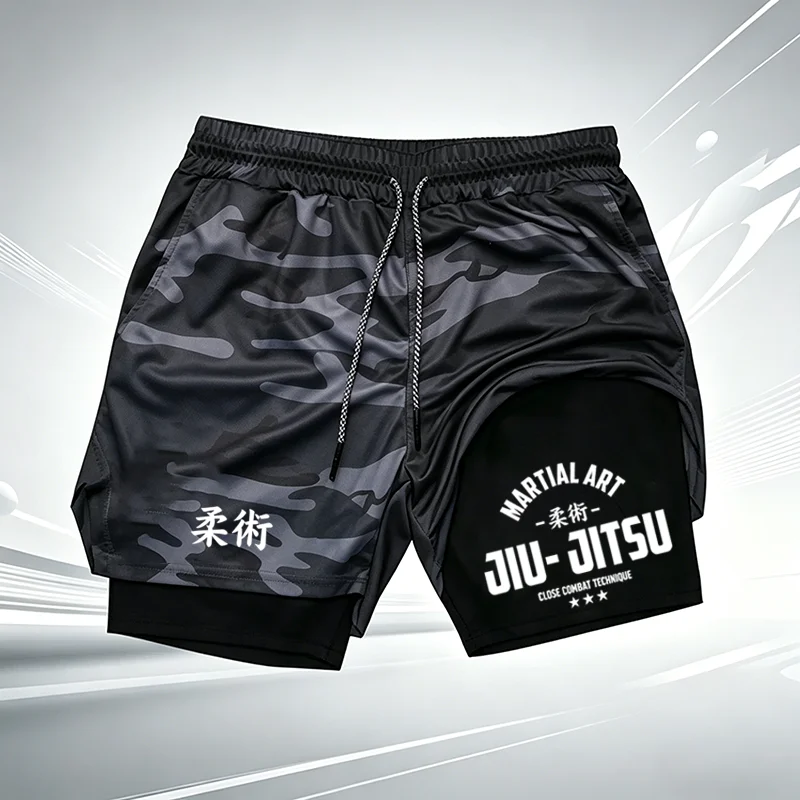 Martial Art Jiu-Jitsu Print Ufc Herren-Sportshorts mit doppelter Schicht, schnell trocknend, reibungsarm, für BJJ, MMA und Fitness wx249 – Detail 5