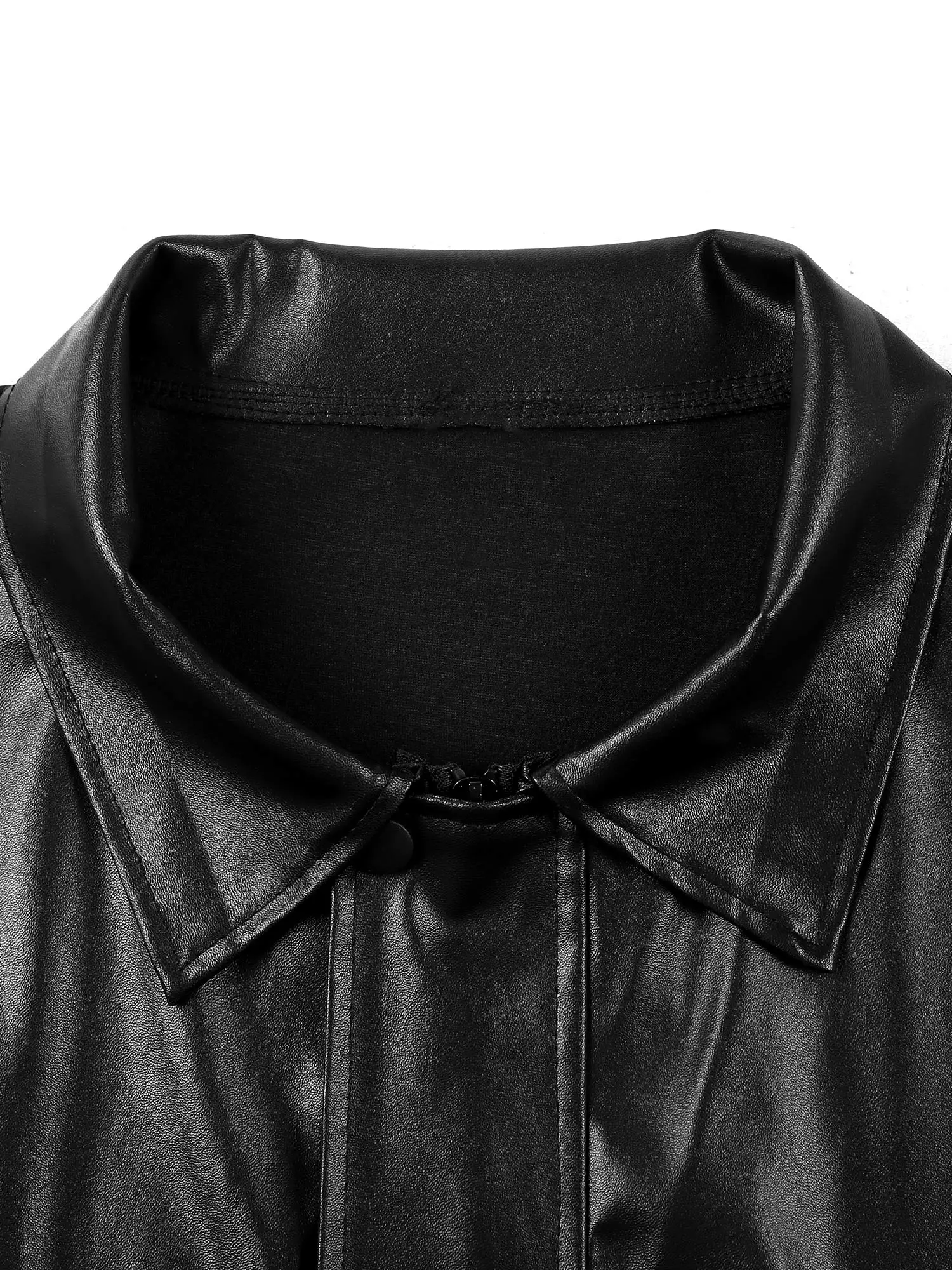 Women Fashion Moto Biker Coat Faux Leather Long Sleeve Jackets Outerwear for Motorcycle Motorbike Jacket Streetwear Clubwear