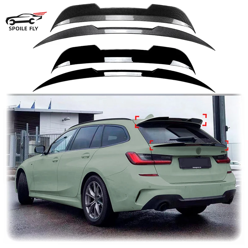 

For BMW 3 Series G21 Wagon 2019+ High Quality ABS Rear Roof Spoiler Middle Spoilers Wing Body Kit Glossy Black Carbon Fiber Look