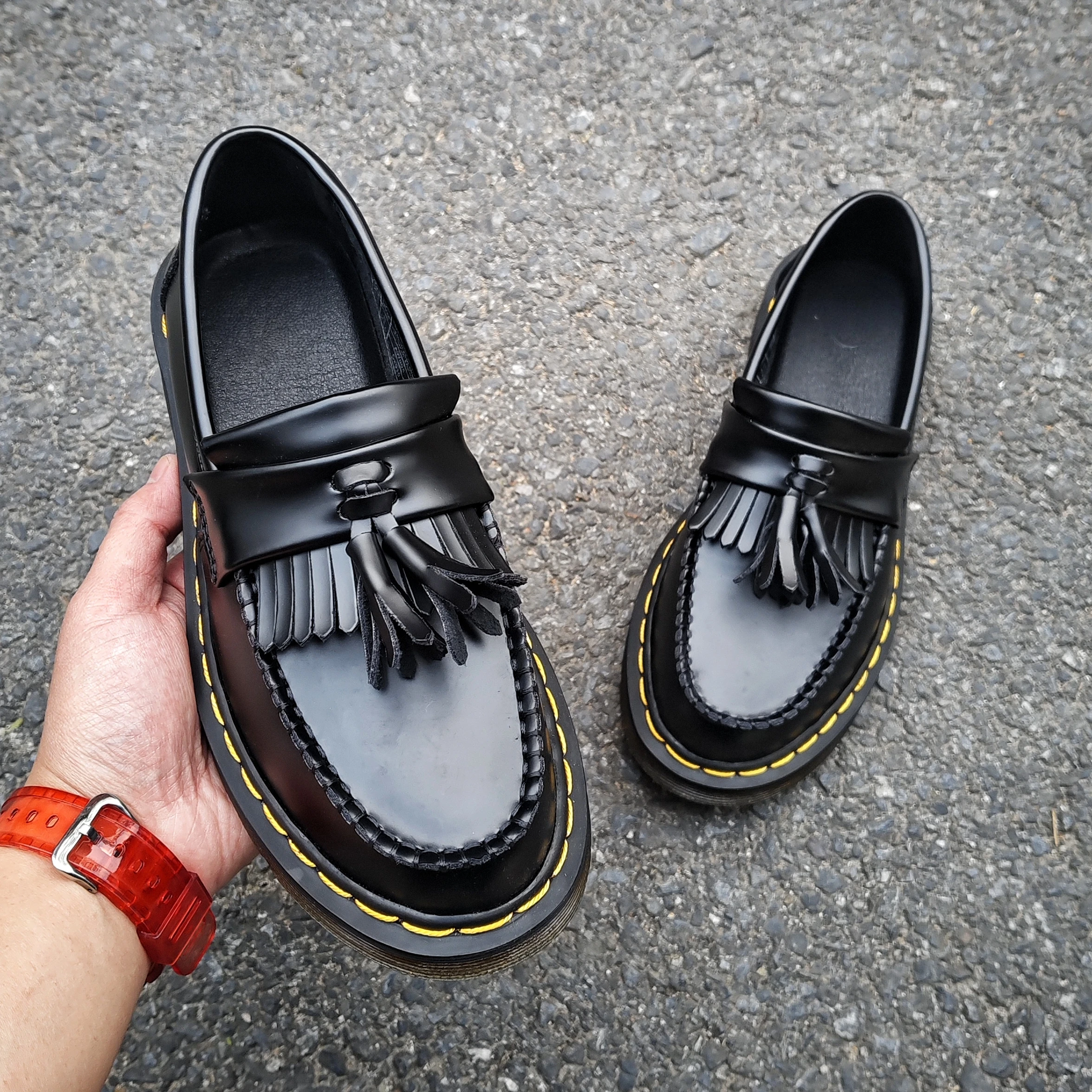 

Casual Slip-On Work Boots Tassel Trim Leather Bot Men's And Women's Comfortable Wear-Resistant round Toe Loers
