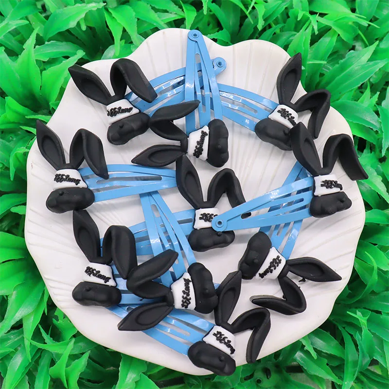 10Pcs/set Black Bowknot Rabbit Hair Accessories Rubber Bands Scrunchies Elastic Hair Bands Girls Headband Decorations Kids Ties view 5