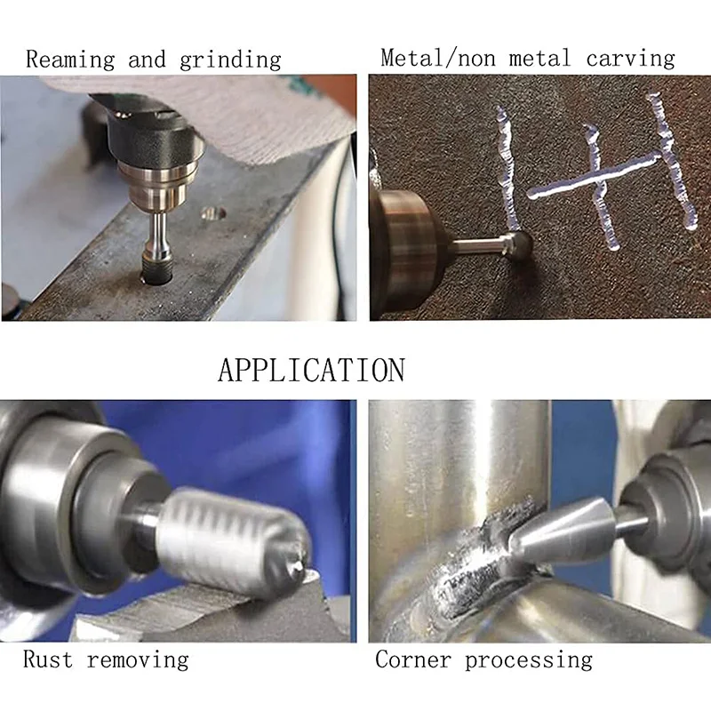 D DX Type Carbide Rotary Burr File, Ball Shape Head Round Rotary Files Single/Double Cut for Metal or Wood Polished Processing