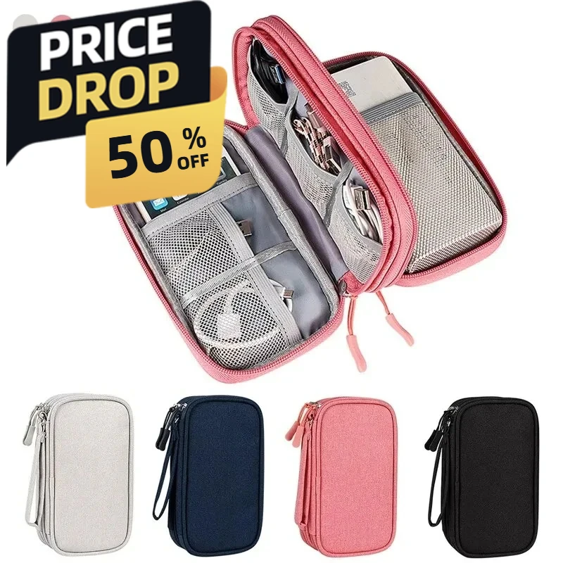 حقيبة حمل إلكترونيات EDC مقاومة للماء مع جيوب متعددة للأسلاك والشاحن وبنك الطاقة - هدية تقنية مثالية للرجال في عيد الميلاد