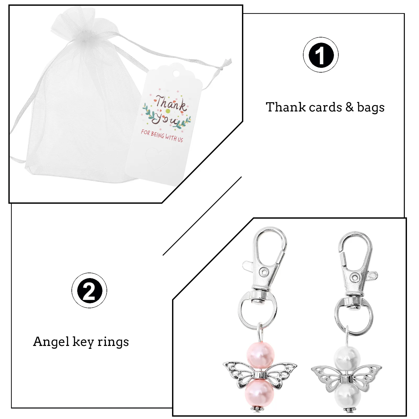 

Angel Charm Chain Thank You Gifts Christmas Wings Key Holder Storage Bag Gift Box Angel Charm Ring Party Supplies
