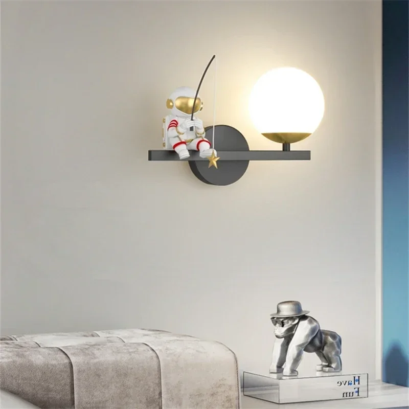 Modern Children's Room Cartoon Background Wall Lighting Creative Astronaut Bedroom Bedside Home-applicant Decor Sconce Lamps