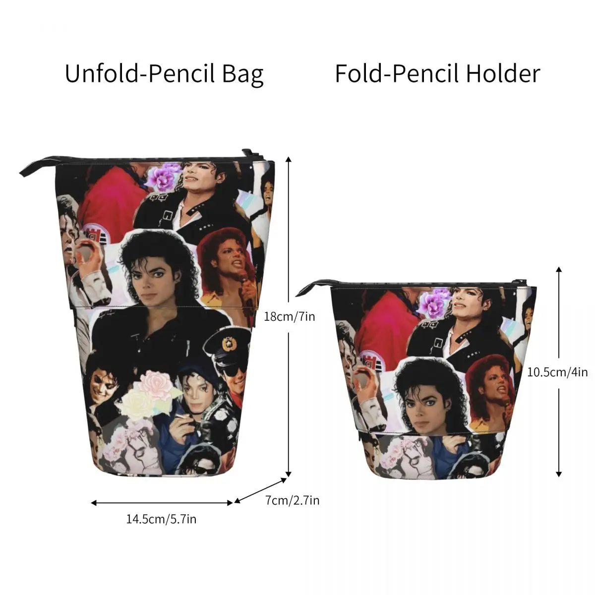 Michael Jackson Pen Box Student School Zipper Pen Bag Child Stationery Bag Pencase Vertical Retractable Pencil Case