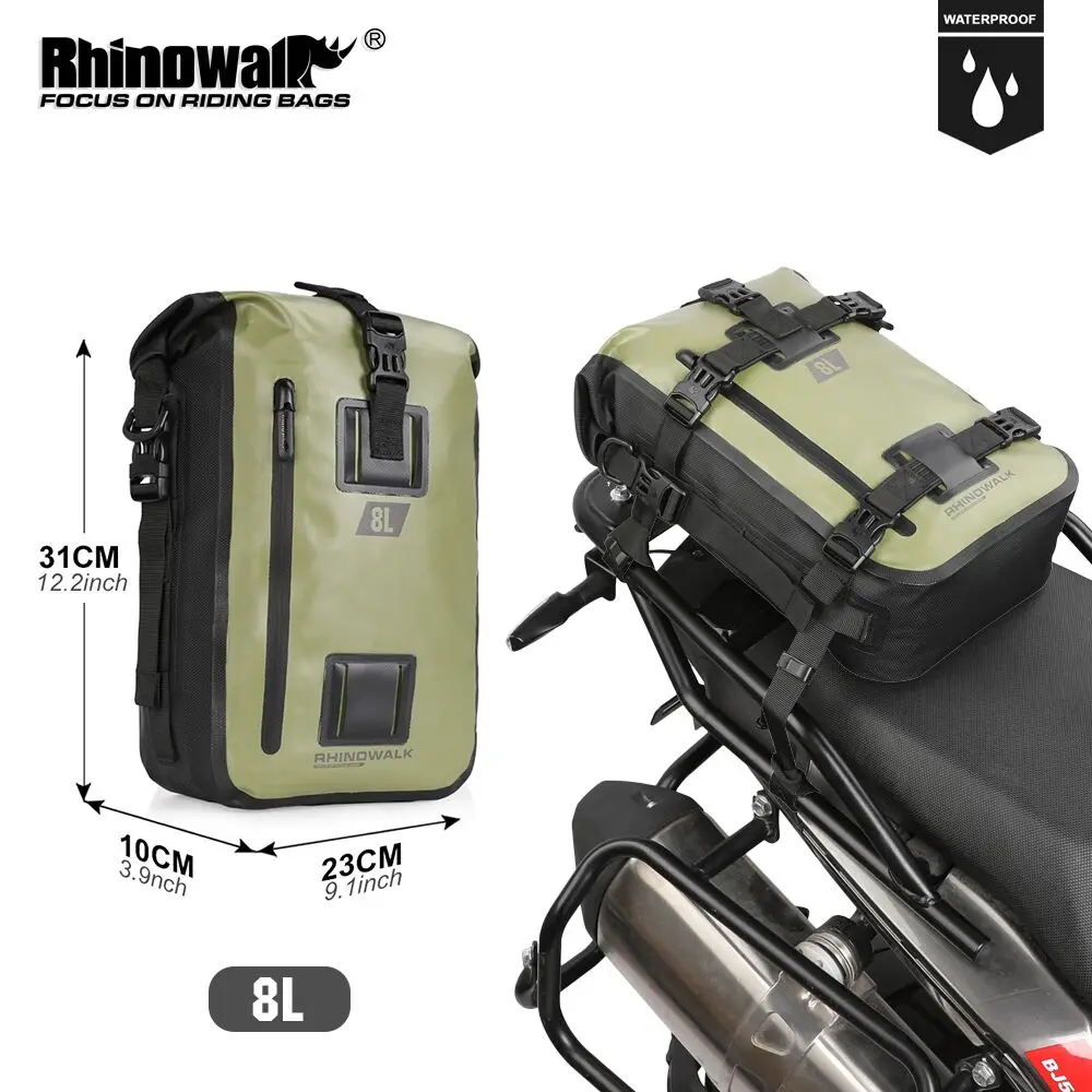 

Rhinowalk мотоциклетная сумка на заднее сиденье, хвостовая сумка, 100% водонепроницаемый сухой велосипедный рюкзак 8 л/15 л/30 л для седла на большие расстояния, 1 шт.