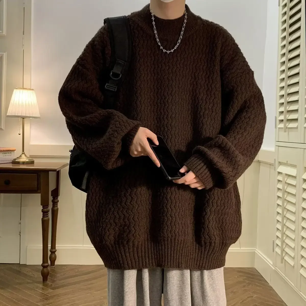 

2025 Mens O Neck Sweaters Winter Warm Knit Pullover Men Solid Color Casual Slim Sweater Male Clothing Korean Bottoming Shirt