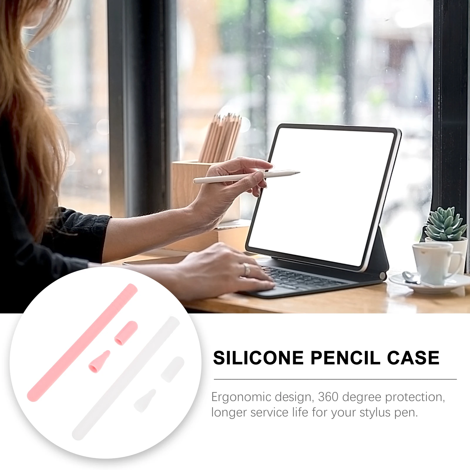 

2 Sets Stylus Pen Cover Silicone Protector Lightweight Shock Proof Ergonomic Touchscreen Pencil Case Holder Sleeve Tip Cap