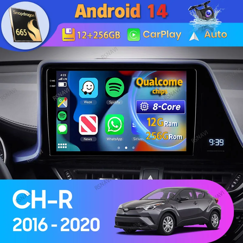 

Android 14 Carplay Auto для Toyota C-HR CHR 2016 2017 2018 - 2020 автомобильное радио GPS Видео Стерео 2 Din плеер мультимедийная камера 360