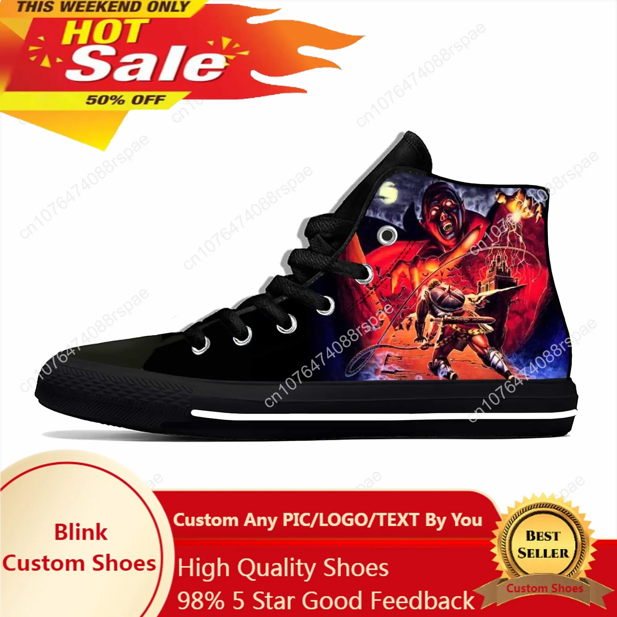 

Game Castlevania Lords Of Shadow Dracula Vampire Casual Cloth Shoes High Top Lightweight Breathable 3D Print Men Women Sneakers