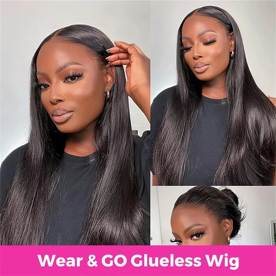 Mossily 36 Inch Glueless Bone Straight Human Hair Wigs Ready To Wear 5x5 Lace Closure Wig 220 Density Pre-Plucked Wigs For Women