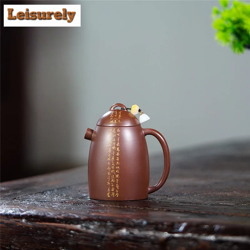 

130 мл Бутик Исин Фиолетовые Глиняные Чайники Ручной Работы Высокого ЦИнь Quan Горшок Сырой Руды Фиолетовый Грязевой Чайник С Заварочным Чайным Набором Zisha Для Чайного