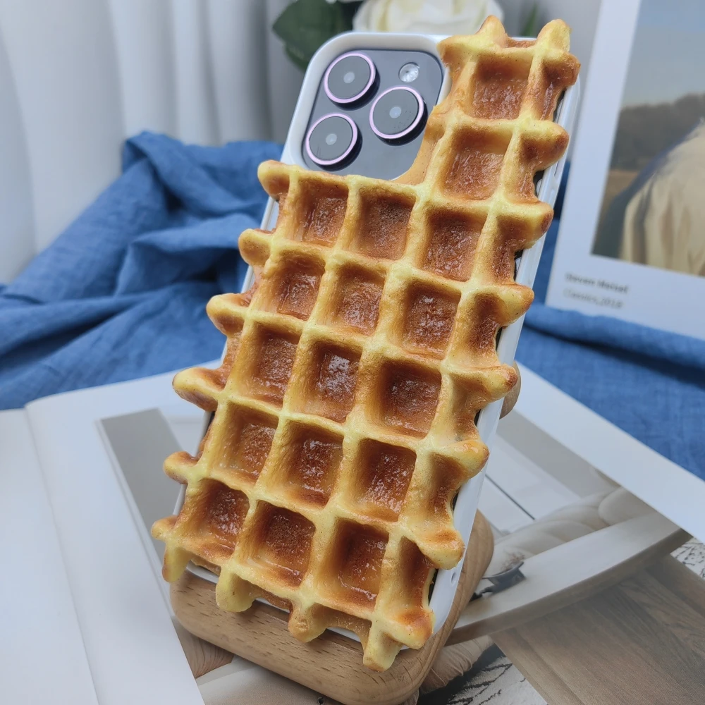 Creative new product personalized simulation waffle DIY phone case suitable for iPhone 15 promax anti drop protective case