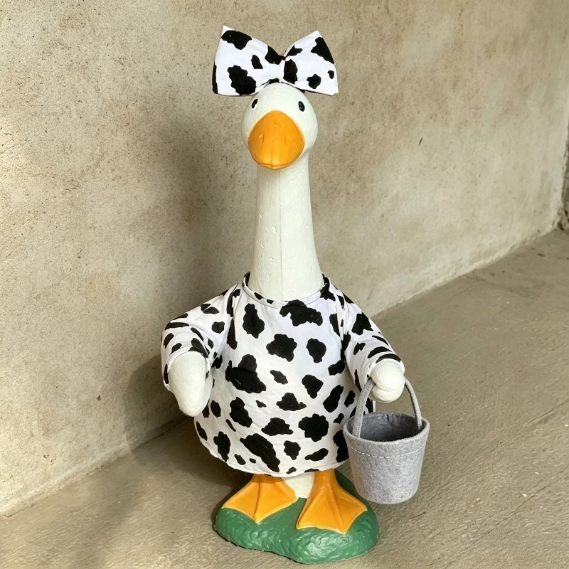 Funny Farm Goose Costume Cow Print Attire Statue Lightweight & Durable for Holiday Yard Outdoor Prop Decoration Exclude Goose