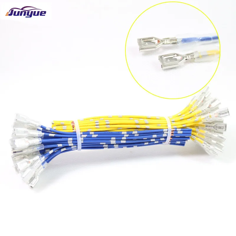 100PC X 6.3mm Terminal Pin Car Copper Wire Cable Car Audio Radio Speaker Modification Connection Wire With Locking Clip 13cm