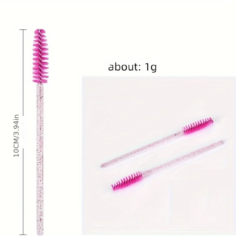 Bacchette Spoolie usa e getta da 50 pezzi, mascara con manico in cristallo e spazzole per sopracciglia, plastica ABS durevole, senza profumo, strumenti di bellezza sfusi