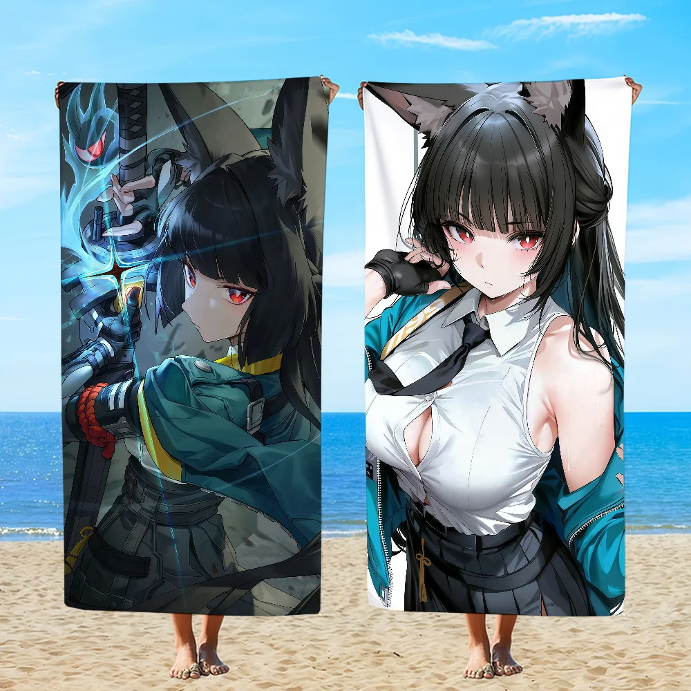 Hoshimi Miyabi Zenless Zone Zero Towel Textile Bathrobe Beach Quick-Drying Lightweight Portable Camping Swim Pool Travel