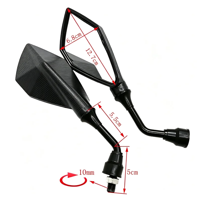 2pcs 10mm Wide Angle Adjustable Motorcycle Rearview Mirrors Flexible Bike  Side View Mirrors for Bicycle Rear View Safe