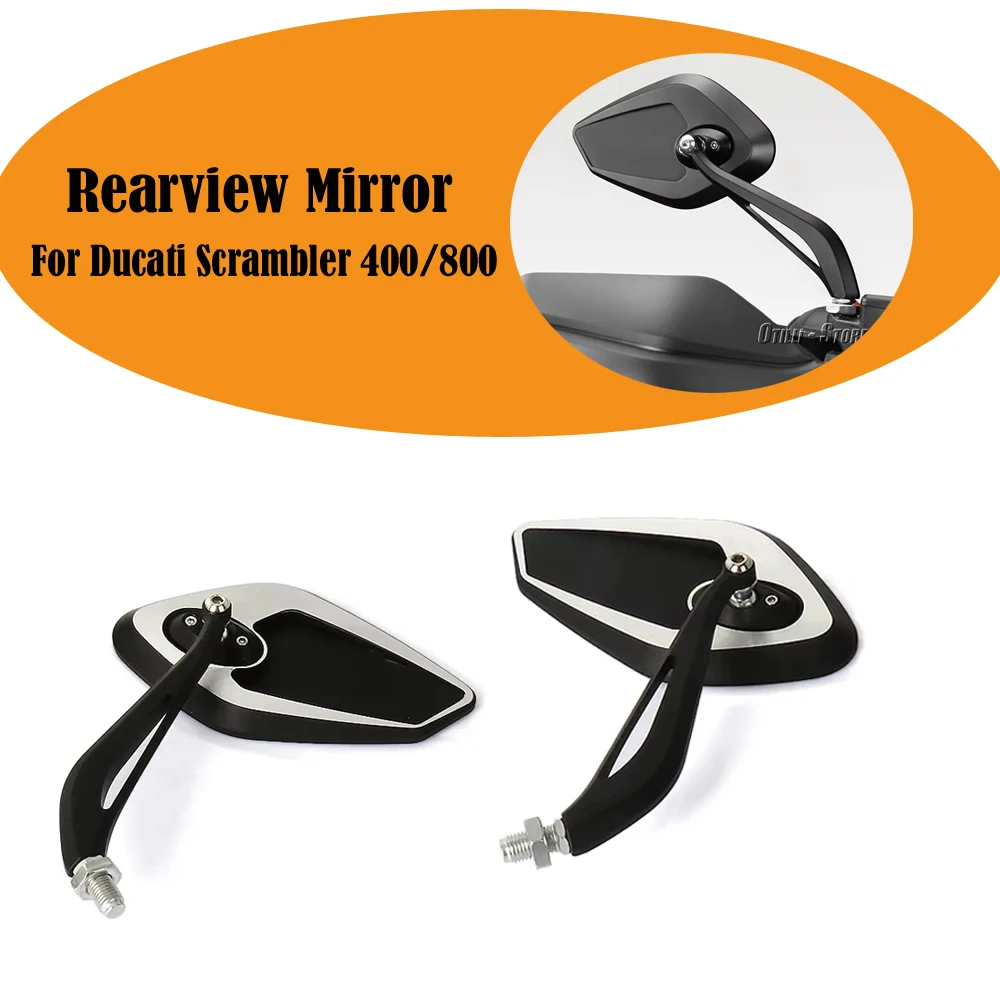 

Right Left New Motorcycle Rear View Mirror Lozenge Side Rearview Mirrors For Ducati Scrambler 400 2016- SCRAMBLER 800 2015-