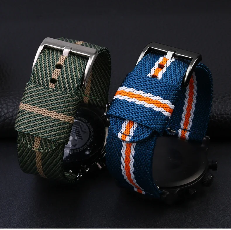 Nylon Canvas Strap for Omega MoonSwatch Watch Band Men Women Woven Stripe Waterproof Sport Bracelet Universal 18m 20mm 22mm 24mm