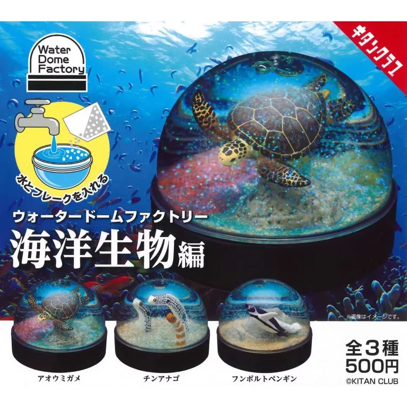 KITAN Gashapon Capsule Toy Mini Snowball Marine Organism Sea Turtles Penguins Eels Table Ornament Model Toy Collectible Kid Gift