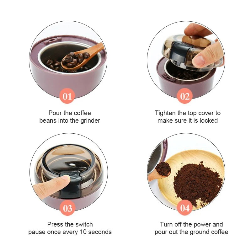 Molinillo Eléctrico para granos de café, herramienta de cocina para hierbas, sal, pimienta, especias, nueces, granos, Mini medicina, trituradora de harina en polvo, enchufe de la UE