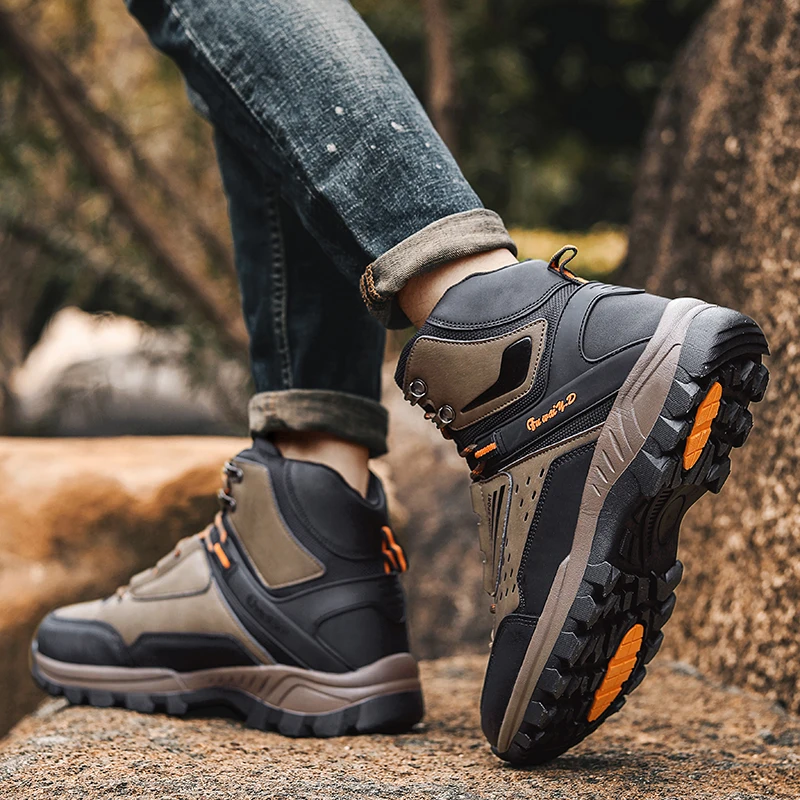 

Four-season Professional Large-sized Flat Mid-top Men's Brand Design Original Anti-slip Scratch-grip Lace-up New Hiking Shoes