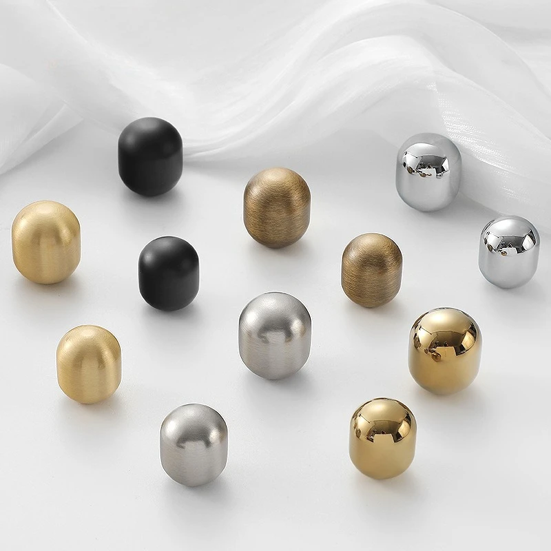 French Light Luxury Brass Wardrobe Pulls Modern Simple Gold Bright Silver American Single Hole Drawer Knob Copper Handle