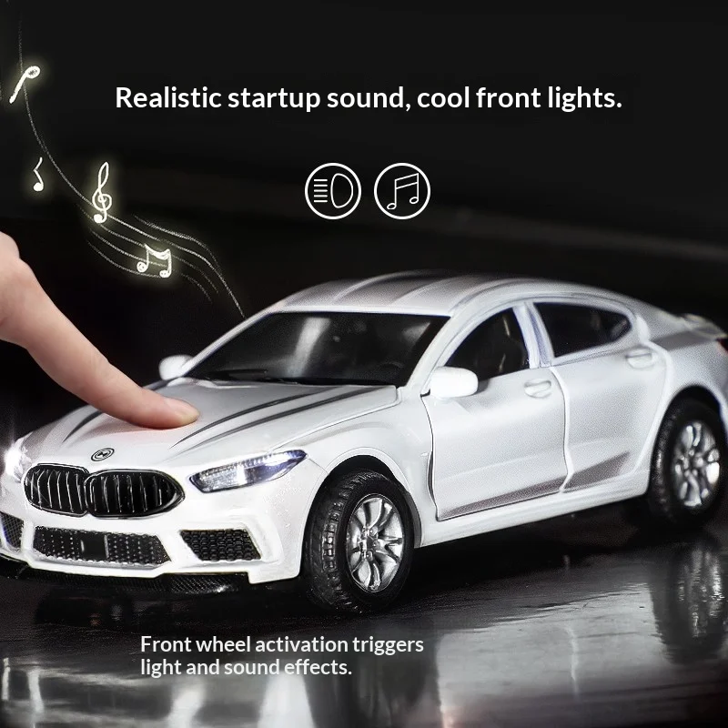 Scale 1:32 M8 Car Model Toy Diecast Alloy Doors Opened Music Light Pull Back Simulation Police Cars Toys  for Kids Presents