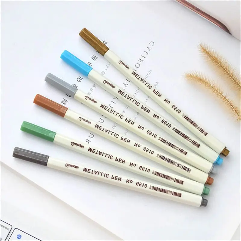 10pcs Colors Marker Glass CD Cup Graffiti Plastic Metal Painting Pen School Office Supply Student Stationery Artist Drawing Tool