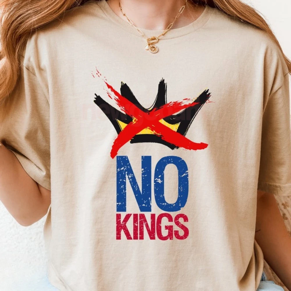 Humor No Kings in America Graphic T Shirts Woman Man Casual Casual T-shirt Classic O-neck Cotton Streetwear Short-sleev