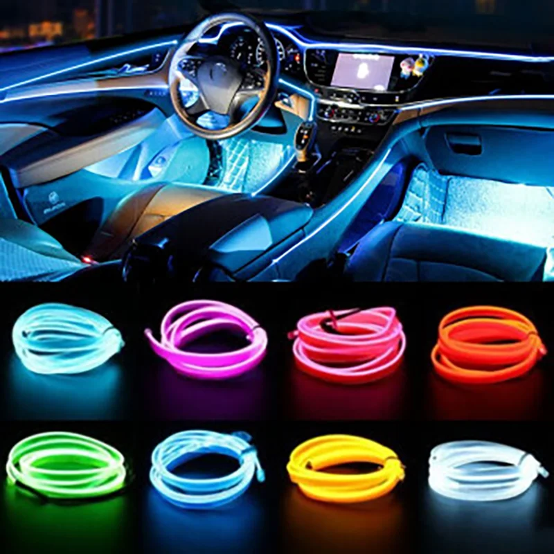 

1/3/5 м атмосферная лампа EL, линия холодного света с декоративной приборной панелью «сделай сам», консоль, авто светодиодный окружающий свет, аксессуары для салона автомобиля