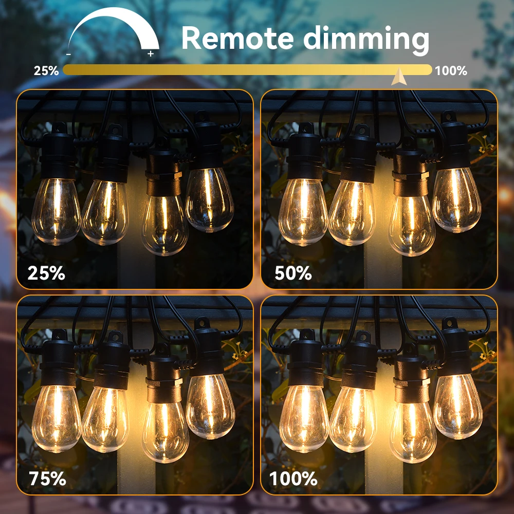 Pop LED Solar String Light Plastic Shatterproof Bulbs Outdoor Waterproof IP65 Hanging Patio Light For Wedding Backyard Decoratio