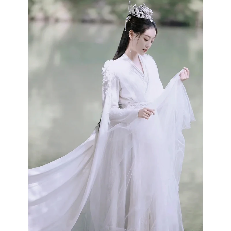 Hanfu Ancient Costume White Classical Dance Antique Dress