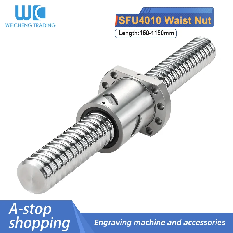1PC Ball Screw SFU4010 Length 150-1150mm+Single Waist Nut Processed Ends Ballscrew Nut Set For Z Axis