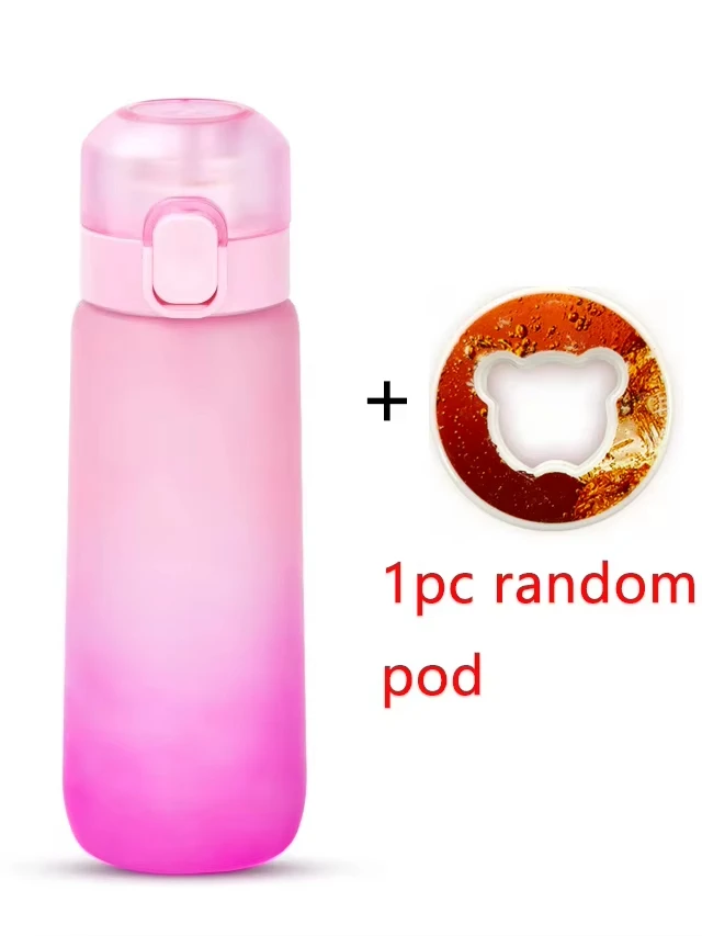 YOCITY 1 Stück 650 ml aromatisierte Wasserflasche mit zufälligen 1 Aromapseln Luftwasserflasche Frosted Black Air Camping Sport Fitness Cup 6