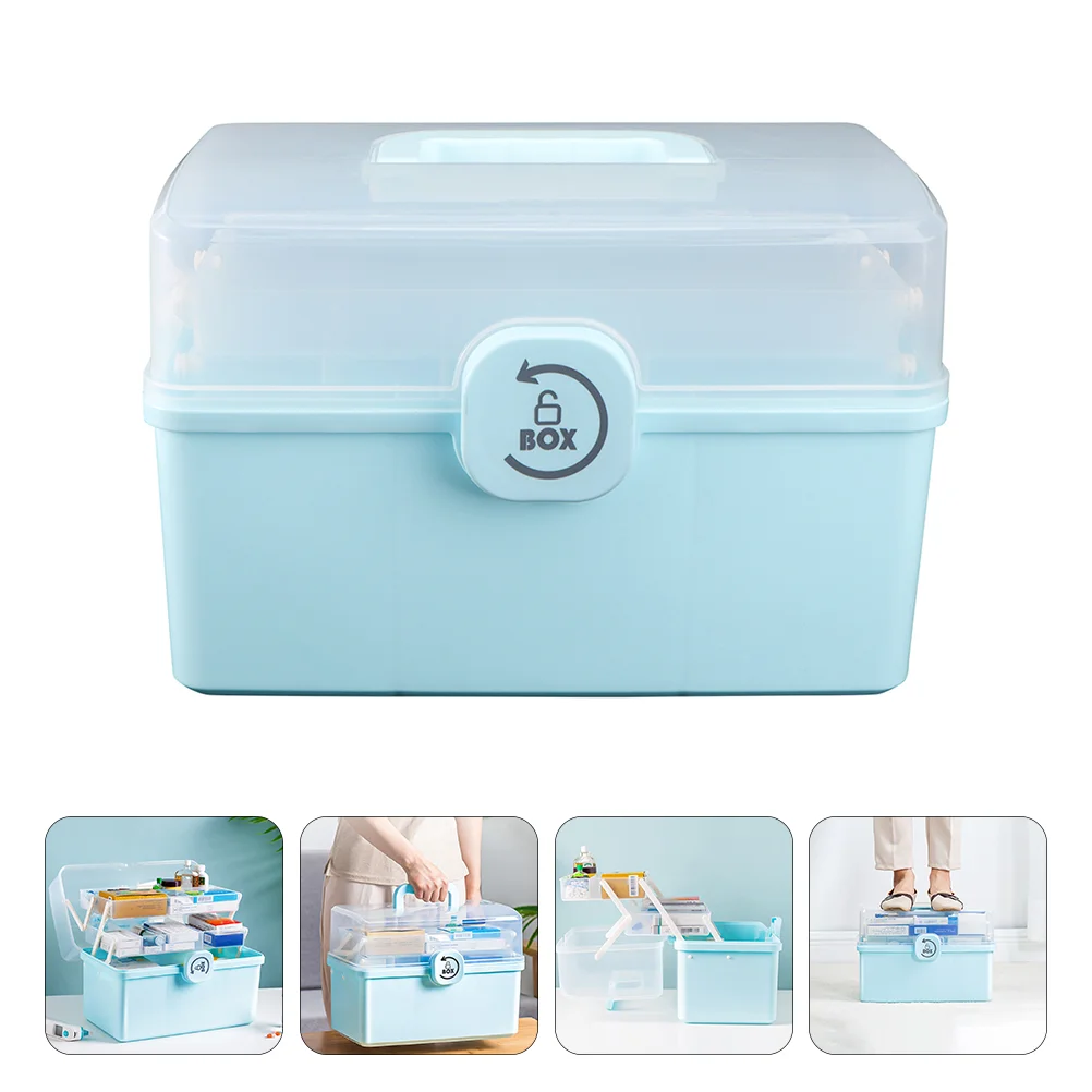 

Medicine Storage Box Organizer Travel Pill Container Desktop Chest First Aid Case Pp