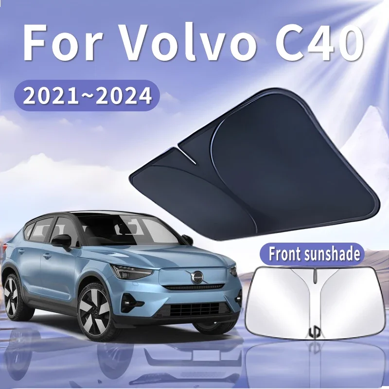 Складной автомобильный солнцезащитный козырек для Volvo C40 2021 ~ 2024 2022, солнцезащитный козырек на лобовое стекло, теплоизоляция, летнее охлаждение, автоаксессуары