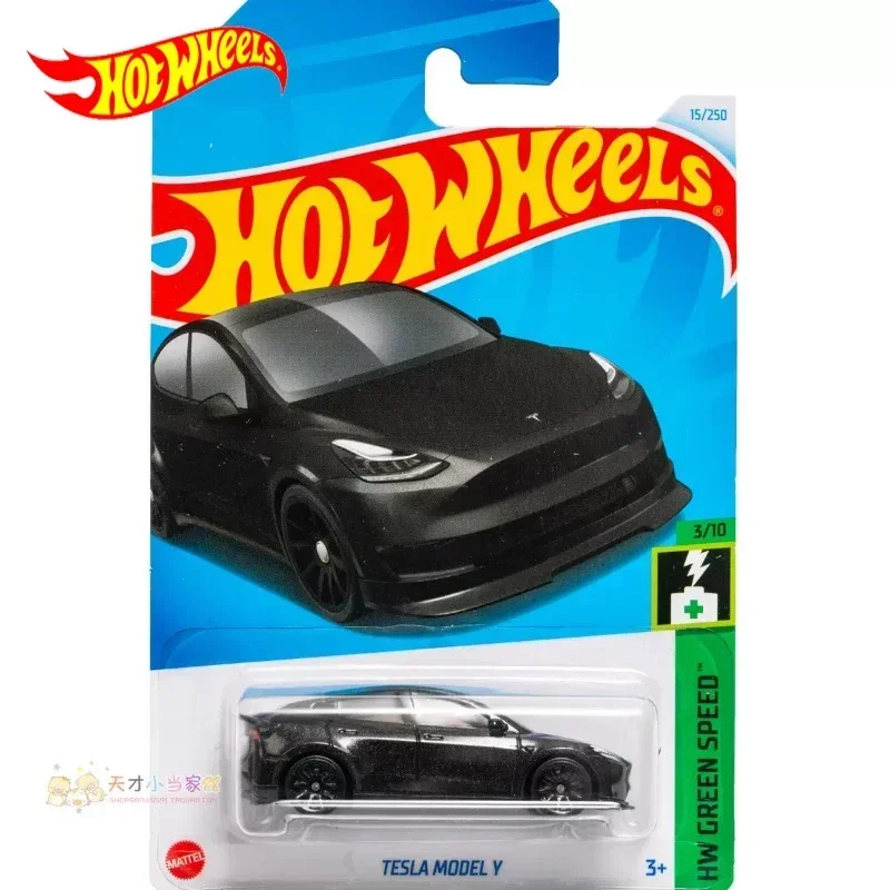 2024F Original Hot Wheels Car Tesla Model Y Toys for Boys 1/64 Diecast Metal Vehicle Green Speed Juguete Collector Birthday Gift