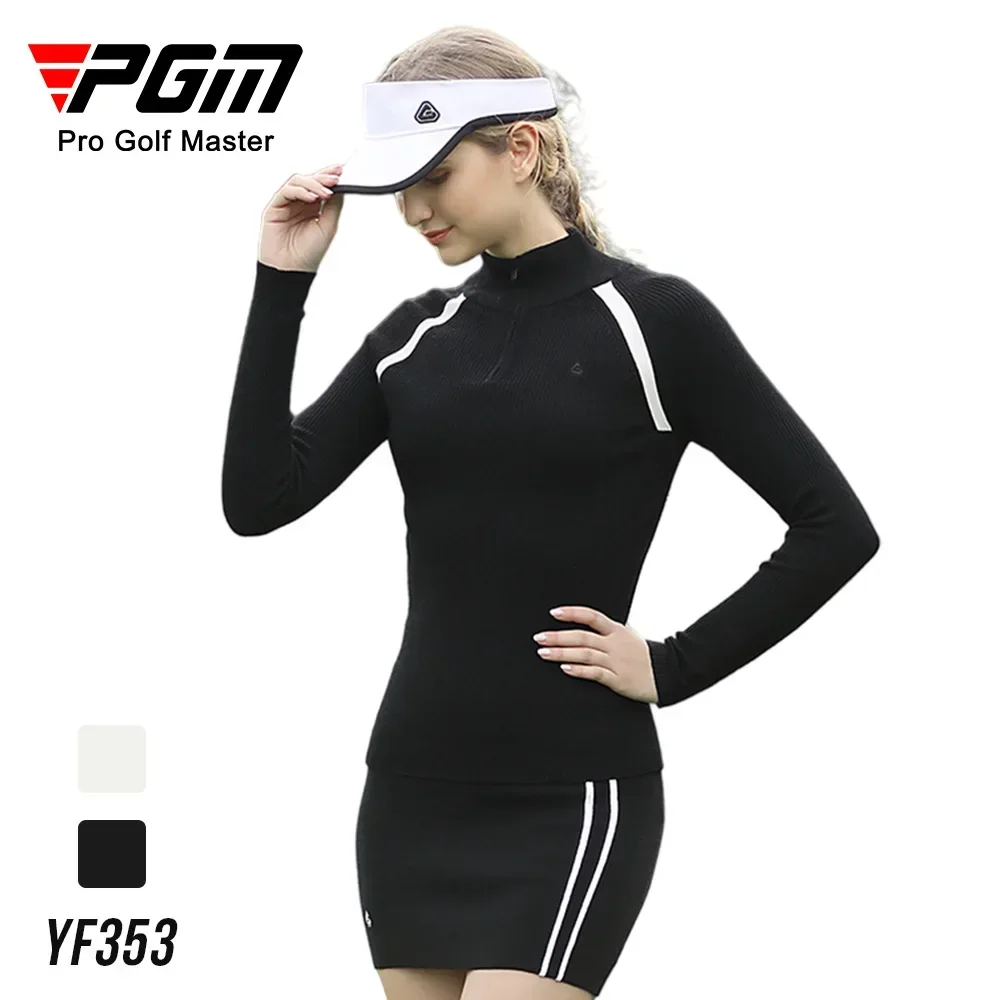 PGM-Camisola de malha desportiva de golfe feminino, pulôver feminino, manga comprida, camisas grossas quentes, slim fit, outono, inverno, vestuário golfe