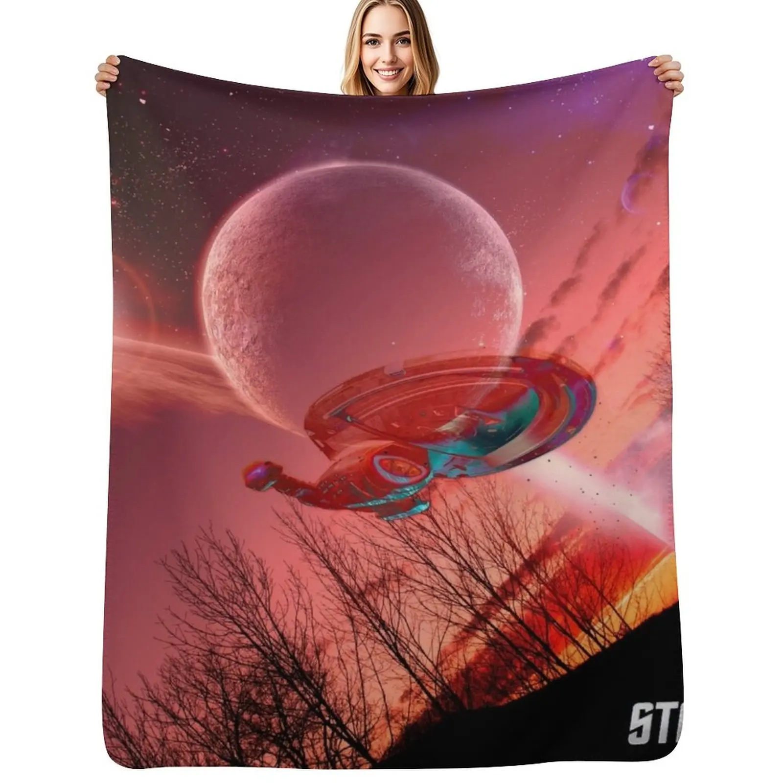 

Star Trek, Voyager spaceship Throw Blanket blankets and throws Polar halloween Custom Blankets