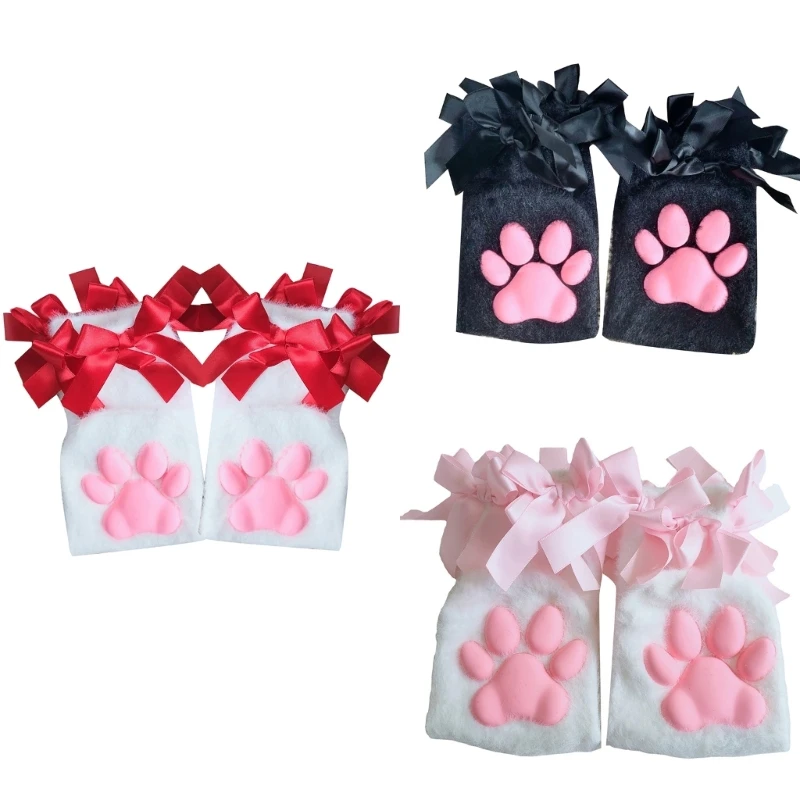 

3D Paw Pad Ankle Socks Ballet Bows Short Socks Fuzzy Slipper Socks Sweet Lolitas Slouchy Socks for Drop shipping