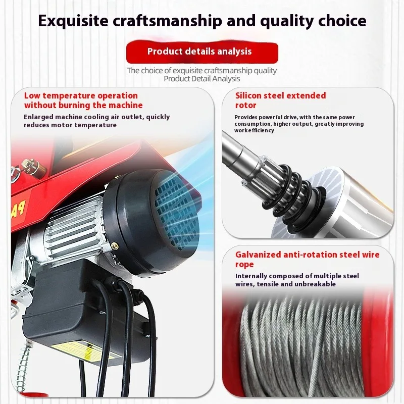 รอกไฟฟ้า 220/661 ปอนด์/100/300 กิโลกรัม 220 โวลต์ แบบพกพา พร้อมสายสลิงเหล็ก สำหรับโรงรถและคลังสินค้า