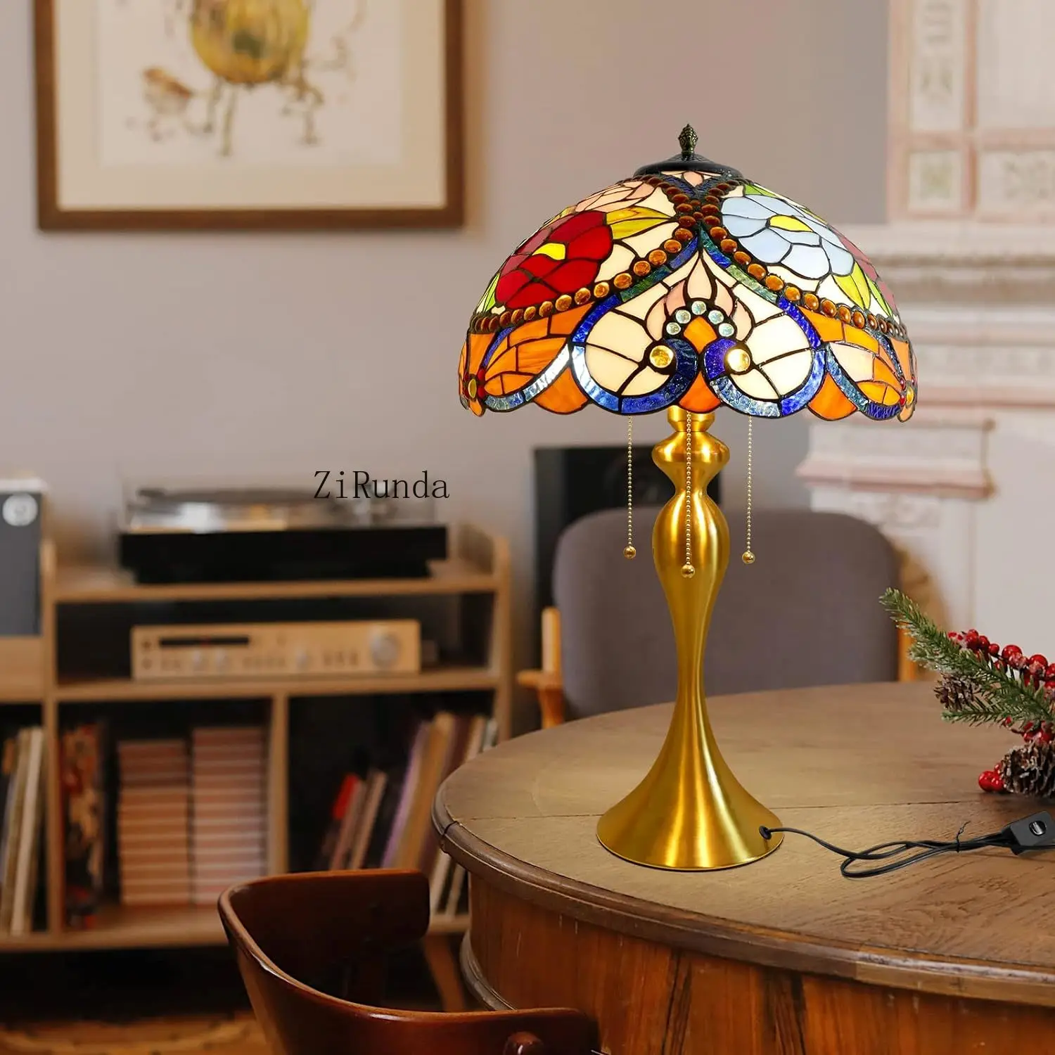 Lamp heart beaded style 16 inch stained glass desk lamp antique desk reading lamp decoration